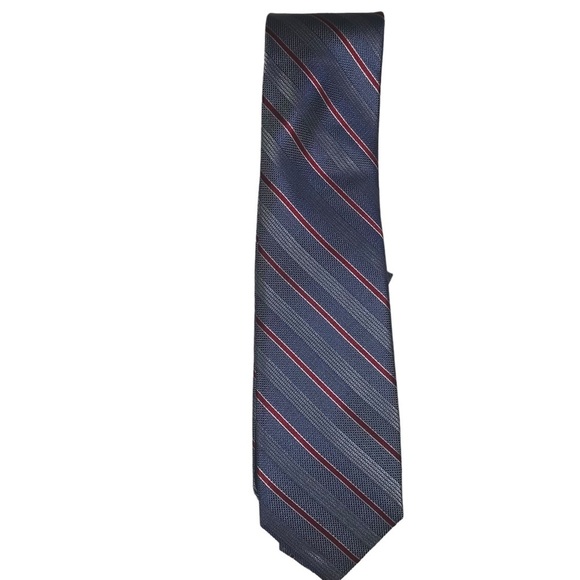 ☀️4/$15 Sale☀️ Chaps Light Blue and Red Diagonal Striped Neck Tie - Picture 4 of 6